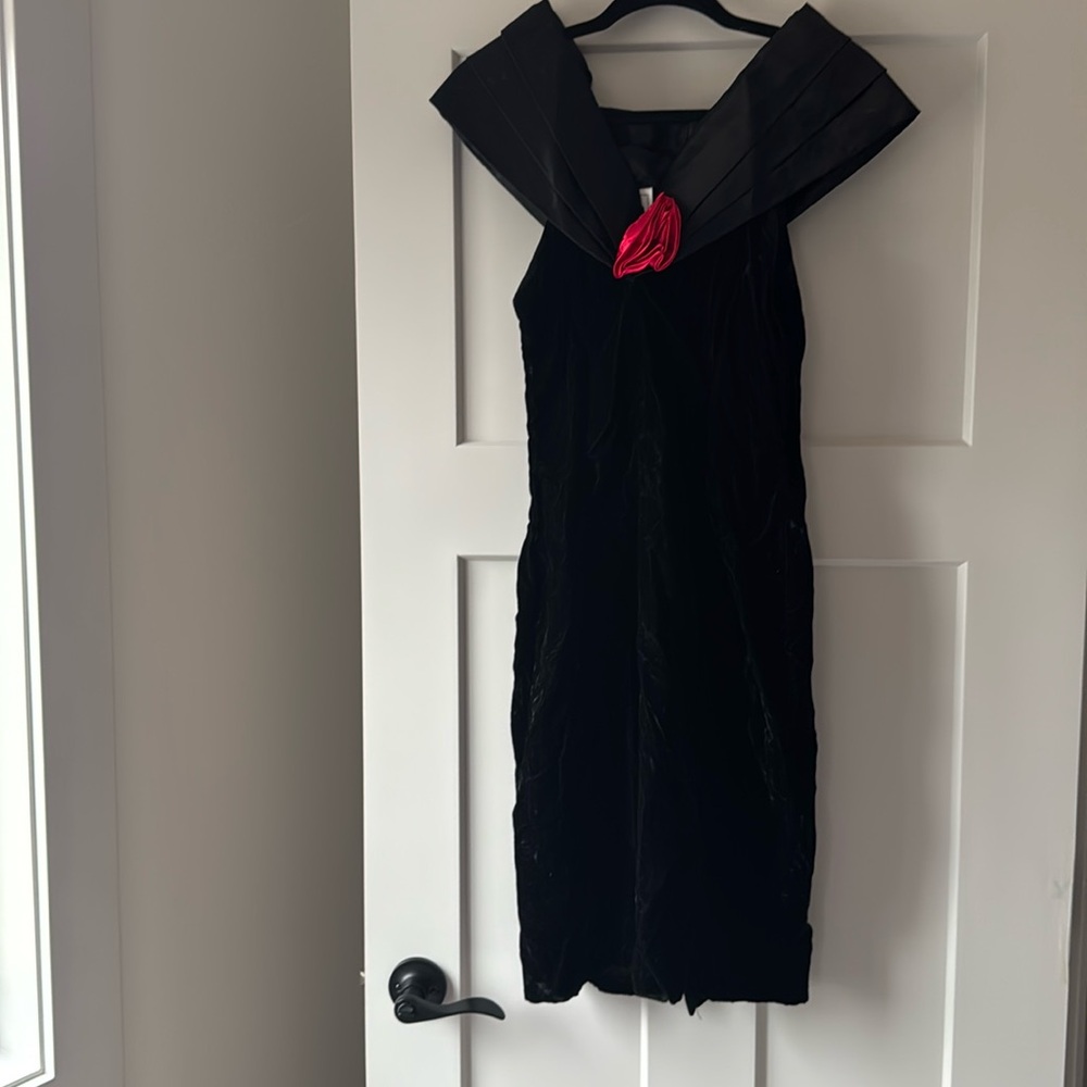 Vintage Gunne Sax Jessica McClintock Black crushed Velvet Cocktail Dress Size 9